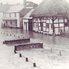 White Cottage and Parson's shop in flood