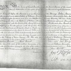 Manor record of purchase of the property by John Norman (land adjacent owned by John Nathaniel Atkins and Samuel Kille 