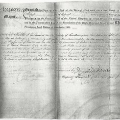 1851 record of purchase by Samuel Kille, builder, on surrender by William Earwaker, shopkeeper