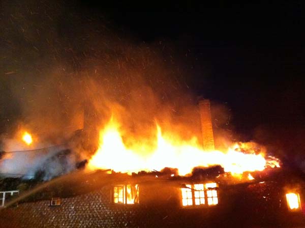 Richard Gaisford's photo of the blaze at Brook Cottages