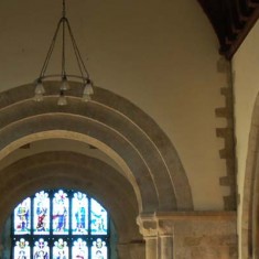 Norman arches in the centre aisle. Construction began in 1079, probably under the supervision of Bishop Wakelin