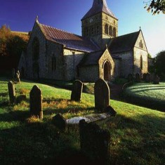 Church and gravestones, photographed by Chris Warren