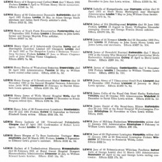 Index of Wills and Administrations, Le Roy Lewis