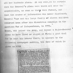 Notes and copies of newspaper articles pertaining to the marriage of Henry Gage and Suzannah Skynner, 1788