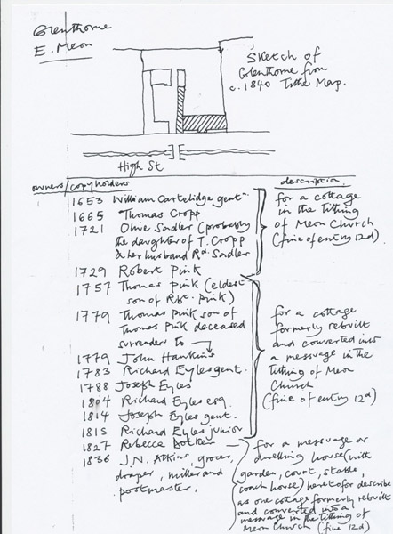Edward Roberts' list of owners of Glenthorne House