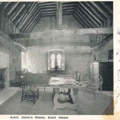 A postcard sent in 1936. It shows the Great Chamber, or Solar, as it then was. It has been known as 'King John's room', since he stayed in the former house.
