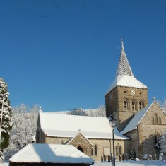 Lych gate and All Saints Lych gate and church in snow, 2010, photographed by Michael Blakstad | Michael Blakstad