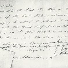 Memorandum describing wall on east of late William Norman's garden and garden belonging to Mr J.N.Atkins built in 1845