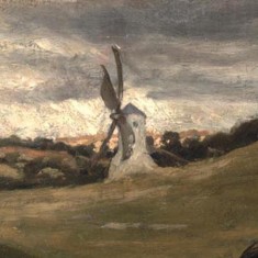 There are two buildings in the painting. The windmill on the hill was almost certainly Marland's Mill which sits on a hill a mile north of the village and which couldn't be seen from Westbury House.