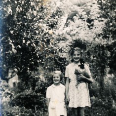 Olivia and Margaret in  garden