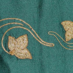Some undertook ambitious styles of needlework, including Shirley Whiting who used classic embroidery for the border and Cathy herself who did the gold work in the top panel (above) and the corners. Some trees were executed using water-soluble plastic on a sewing machine