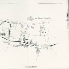 Plan showing site. n.b. 'Proposed diversion of River'