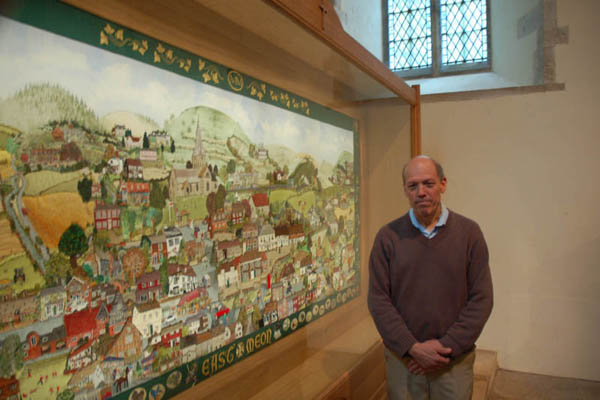 The Millennium Embroidery with Steve Lamont, who built the frame,