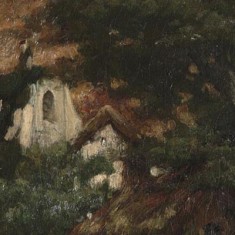 The second building is the tower of a church.  It is certainly not the church of East Meon.  It is most likely that the church tower is that of West Meon's previous church.