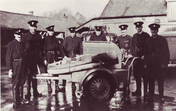 The Auxiliary Fire Brigade trained at the Institute during World War II. Left to Right, Teddy Butler, Bill Pink, Reg Brown, Walter Simpson, Jack Porter, Bill Knight, Herbie Goddard, Bill Nicholson