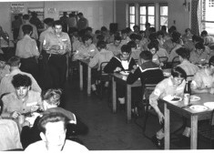 Naval Ratings in the dining Hall of the signals establishment. 