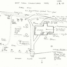 Sketch map, 1999, of fauna in churchyard