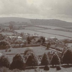 View from the church spire, or from Park Hill. No buildings along The Hyde and only the older ones along Workhouse Lane, although the Institute (1884) has been built.