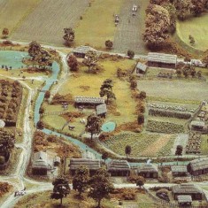 Domesday model of the River Meon and village housing. 