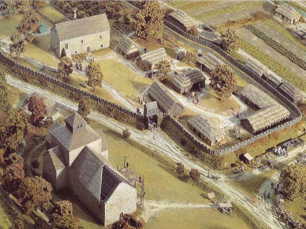 Domesday model of Church and Hall.