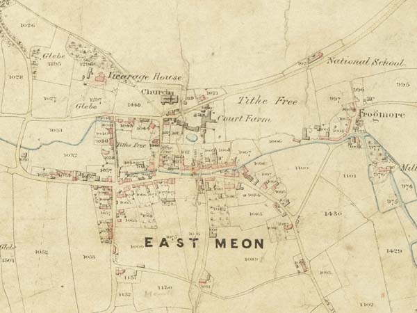 Section of Tithe Map showing East Meon Village.