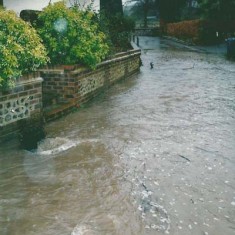 Frogmore Cottage in November 2001. The lane is prone to flooding.