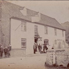 Villagers outside The George, date unknown