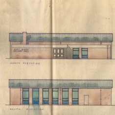 North and south elevations of early design.