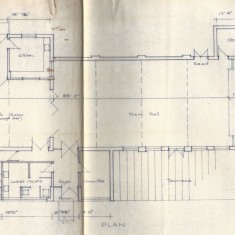 July 1973 Floor plan of hall. Note that a Committee room was proposed where gents' toilets now are.