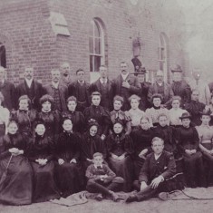 Primitive Methodist congregation outside the chapel, c1893