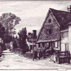Bryden print web Engraving of The Cottage by Robert Bryden, 1905, showing house abutting, since demolished.