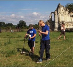 Youngsters counducting resistivity survey
