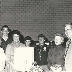 Retirement of P.C.Bob Scivier. From left, Jenny Wheeler, Jamie Sparrow, Pam Sparrow, Stephen Painter, n.k., Eileen Scivier, Bob Scivier