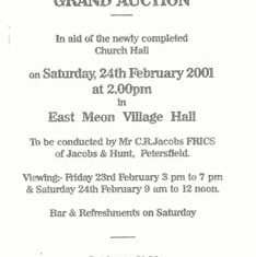 Invitation to Auction on behalf of the new Church Room, February 2001 