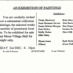 Back of invitation, information about artists &c