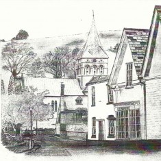 Drawing of All Saints and Post Office. provided by the Wheelers. | Frank & Jenny Wheeler