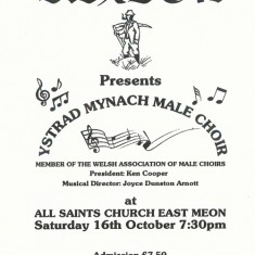 Notice of concert by Welsh Male Voice Choir, in aid of Sexton's Charity