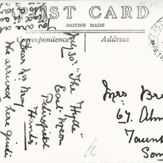 Text of Post Card sent to Mrs Bray