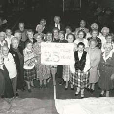 Over-60s celebrate 25 years, November 1989. Includes EIleen Brooks, Ivy Cook, Marion Lambert, Ellen Goddard, Mary Crockford