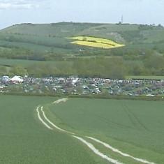 Ploughing event at Fairfield, organised by local tractor club. The ploughing took place in the field to the right of the picture.