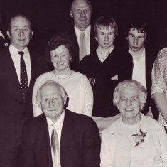Three generations. Herbie and Nellie at the front, next row Chris Pamplin, Hazel, their sons Simon and Mark, back row, David Goddard.