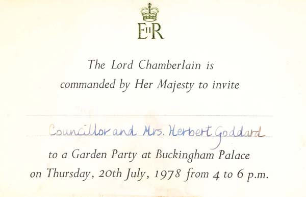 Invitation to Buckingham Palace Garden Party