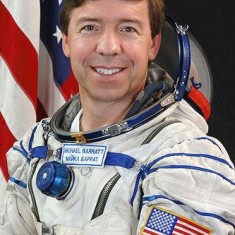 Dr Michael R. Barratt, space doctor and astronaut, great grandson of William Jeremiah Christmas. Note that his name badge is in Russian script.