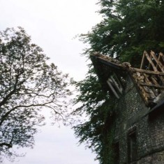 Eave wall of Frogmore Mill being demolished.