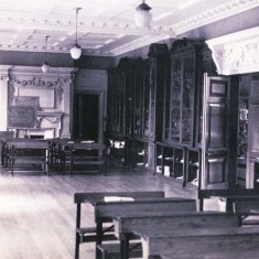 Westbury House School library with desks