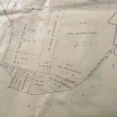 1845 Enclosure map, showing the south end of the area allotted. the main beneficiaries are John Bonham Carter and Sir William Hylton Joliffe.