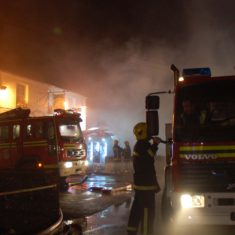 12 fire appliances were called to the first fire at Hockley & Brook Cottages, 2009.