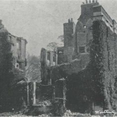 Westbury House after the fire of November 1904; the Times reported the gallantry of Le Roy-Lewis in rescuing members of the household staff.