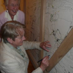 Millennium Embroidery Signing the back- Tricia Blakstad