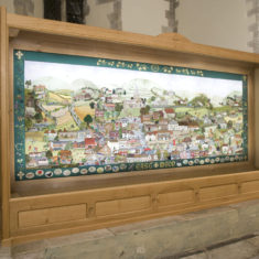 The Millennium Embroidery is mounted in its frame and fibre optic lighting installed The Millennium Embroidery was installed in the North Transept in 2008 and dedicated in November that year | Michael Blakstad